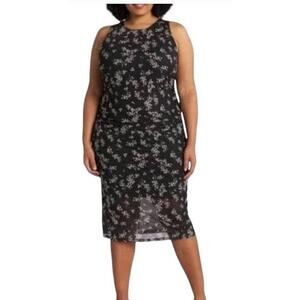 41 Hawthorn Stitch Fix Sophia black floral midi dress Office Dark Fairycore Lg